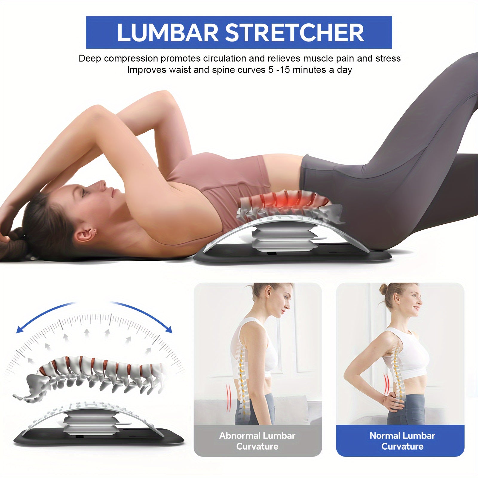 NNETM Back Stretcher & Massager - Relieve Sciatica & Fibromyalgia Pain(White)