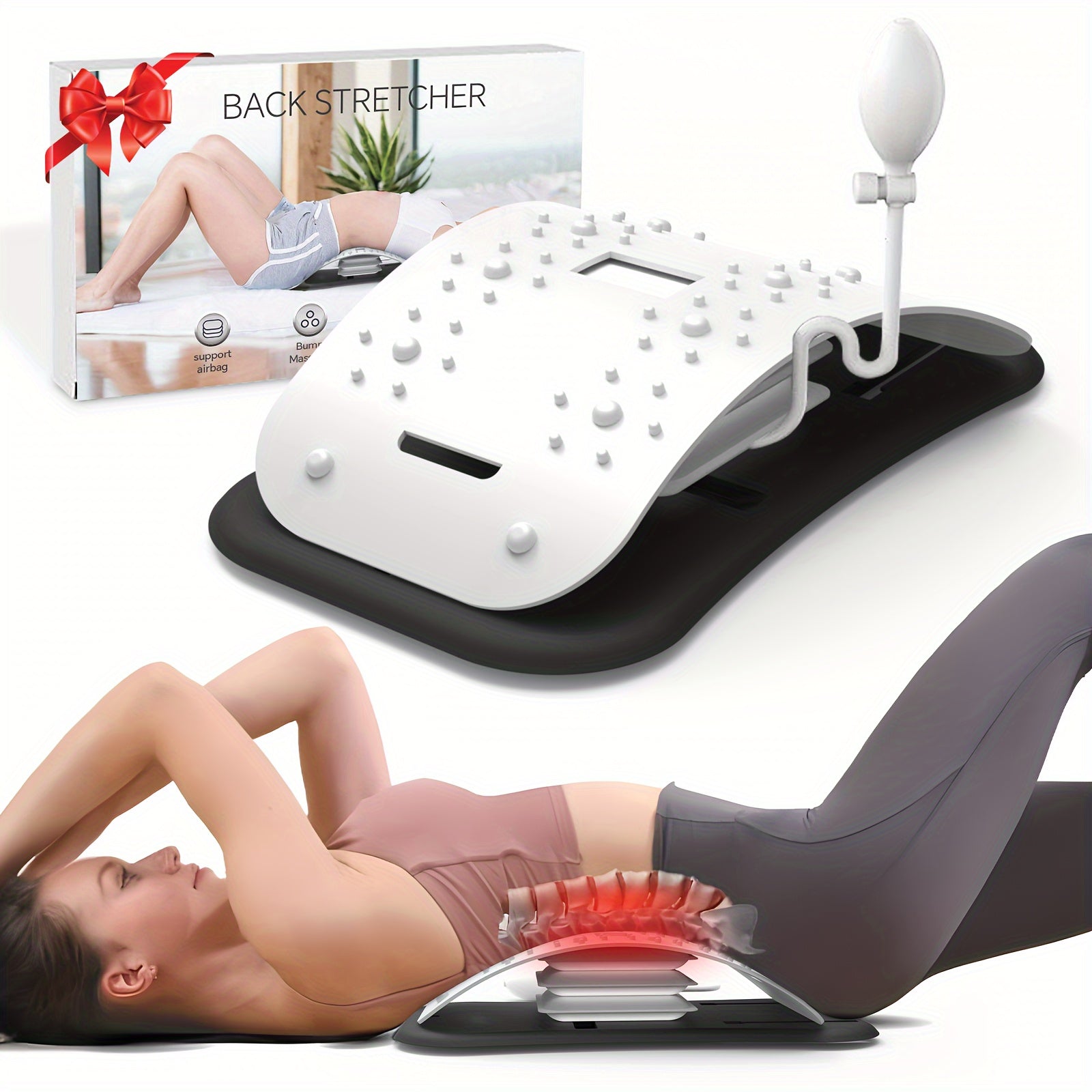 NNETM Back Stretcher & Massager - Relieve Sciatica & Fibromyalgia Pain(White)